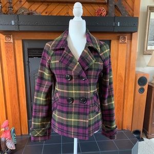 Aeropostale Double-Breasted Plaid Jacket
